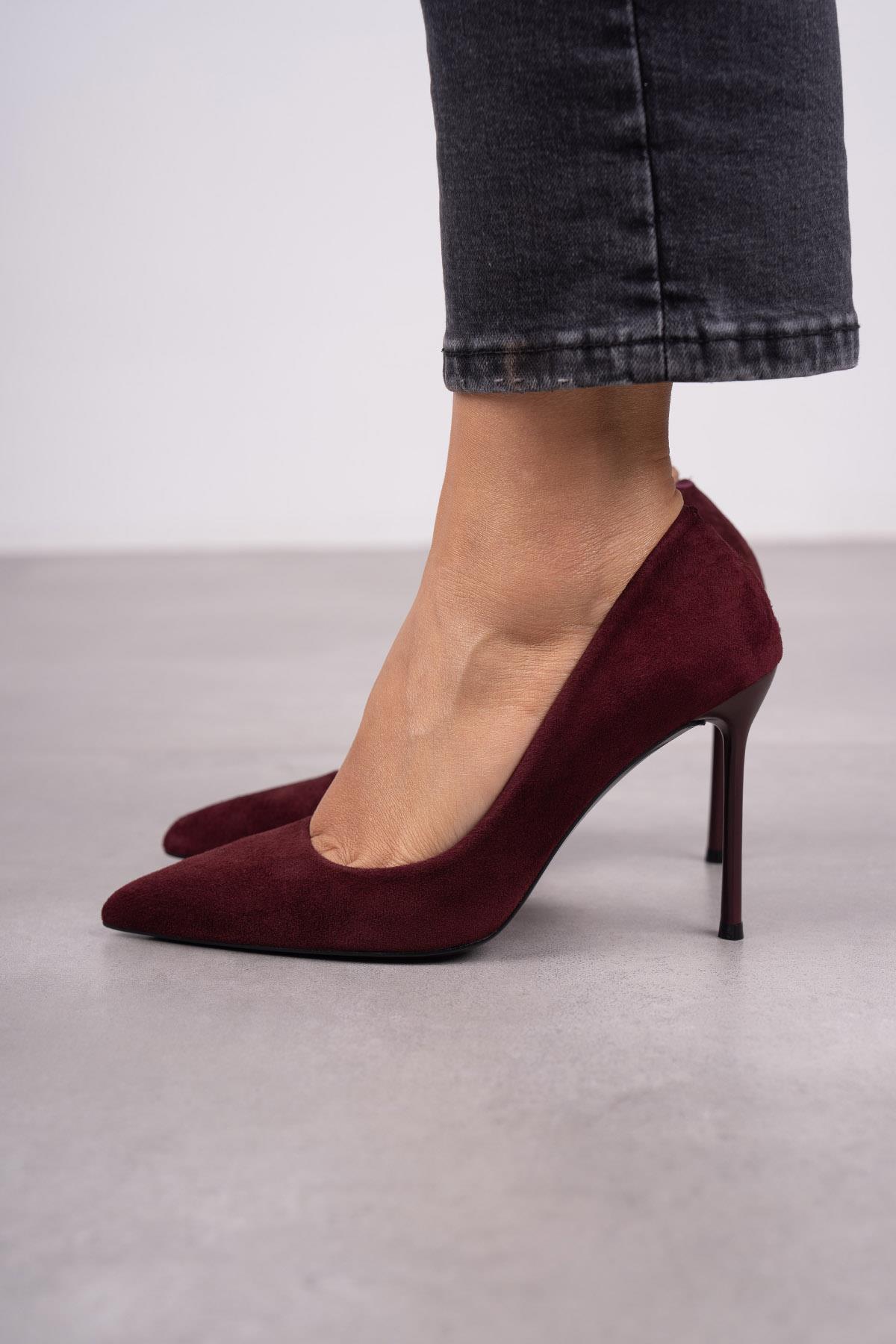 QUEEN BORDO SÜET STİLETTO bordo