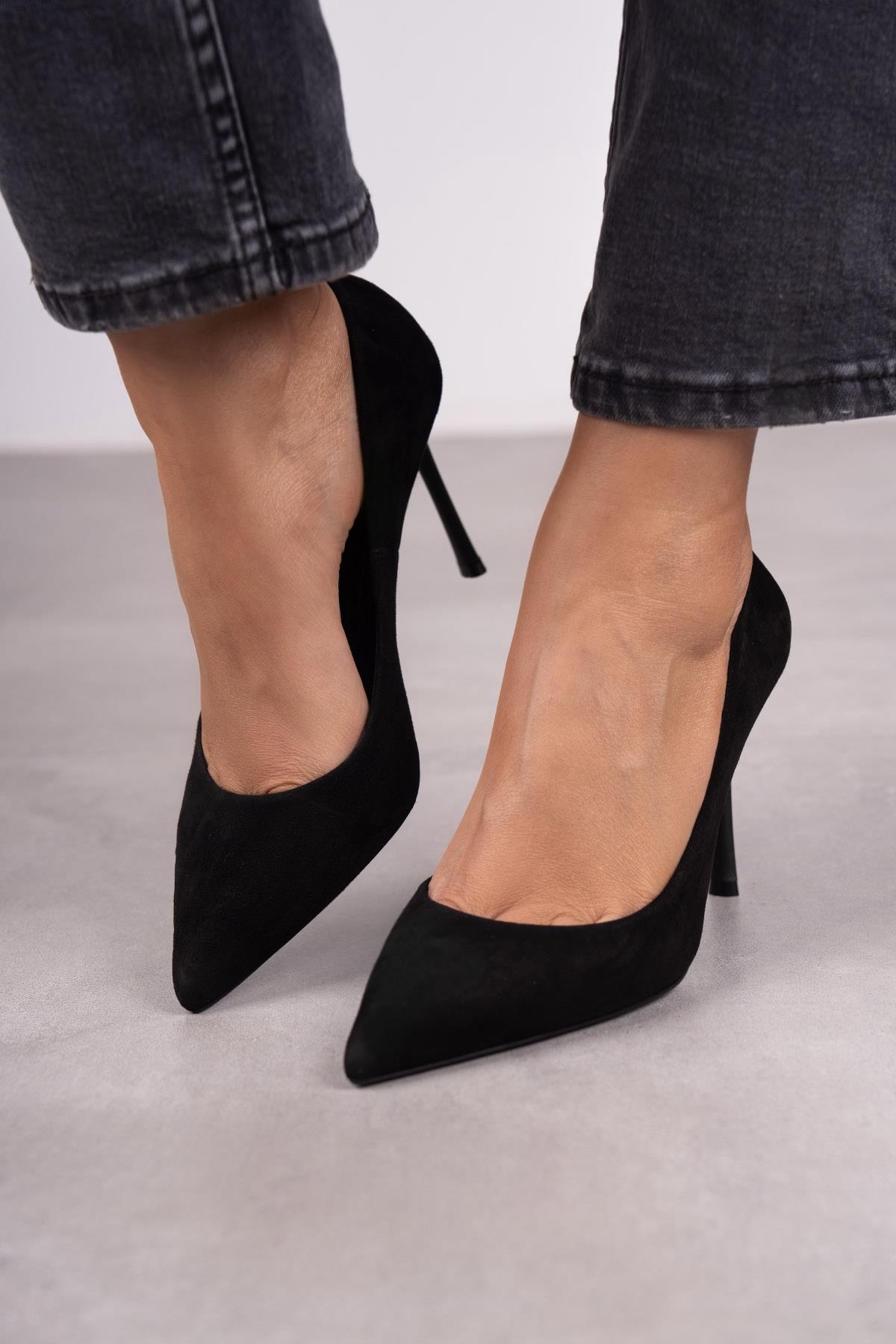 QUEEN SİYAH SÜET STİLETTO SİYAH SÜET