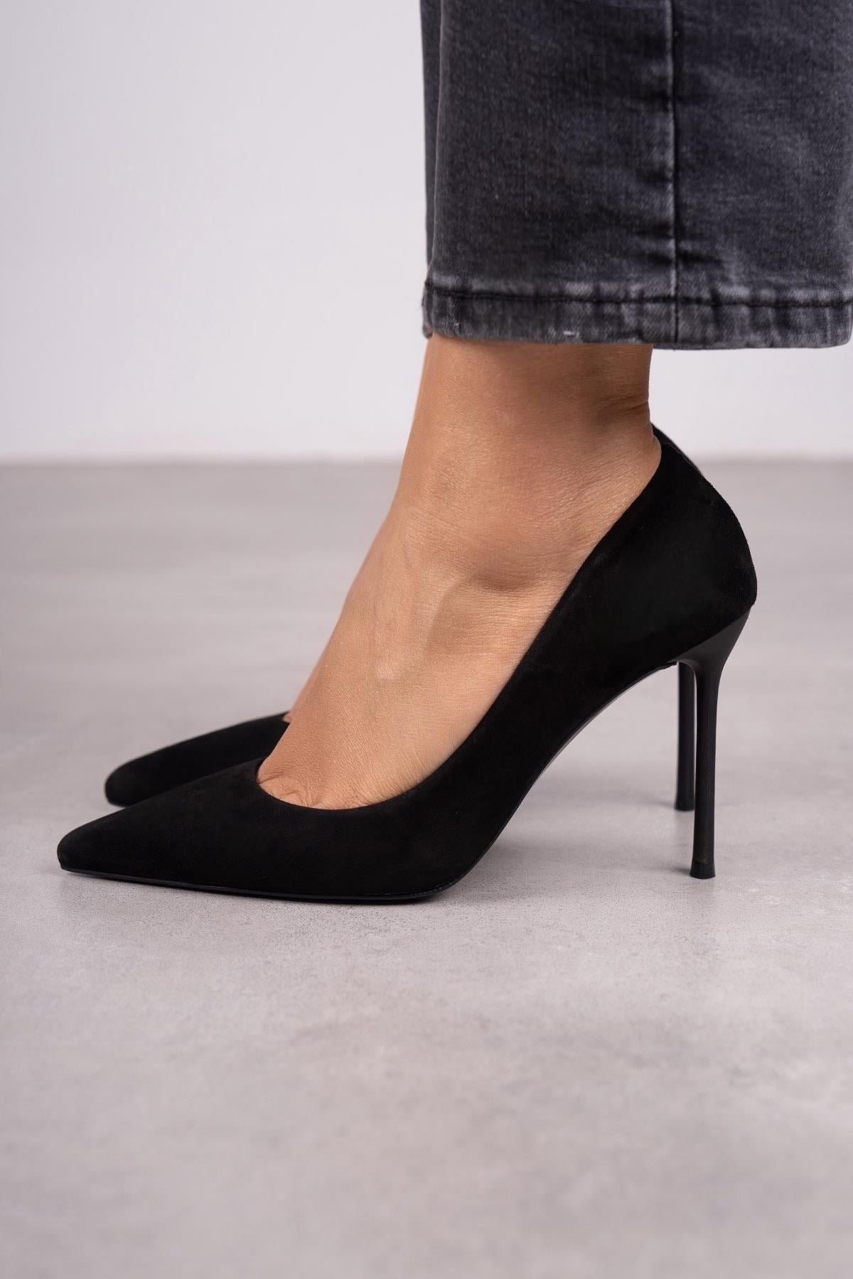 QUEEN SİYAH SÜET STİLETTO SİYAH SÜET