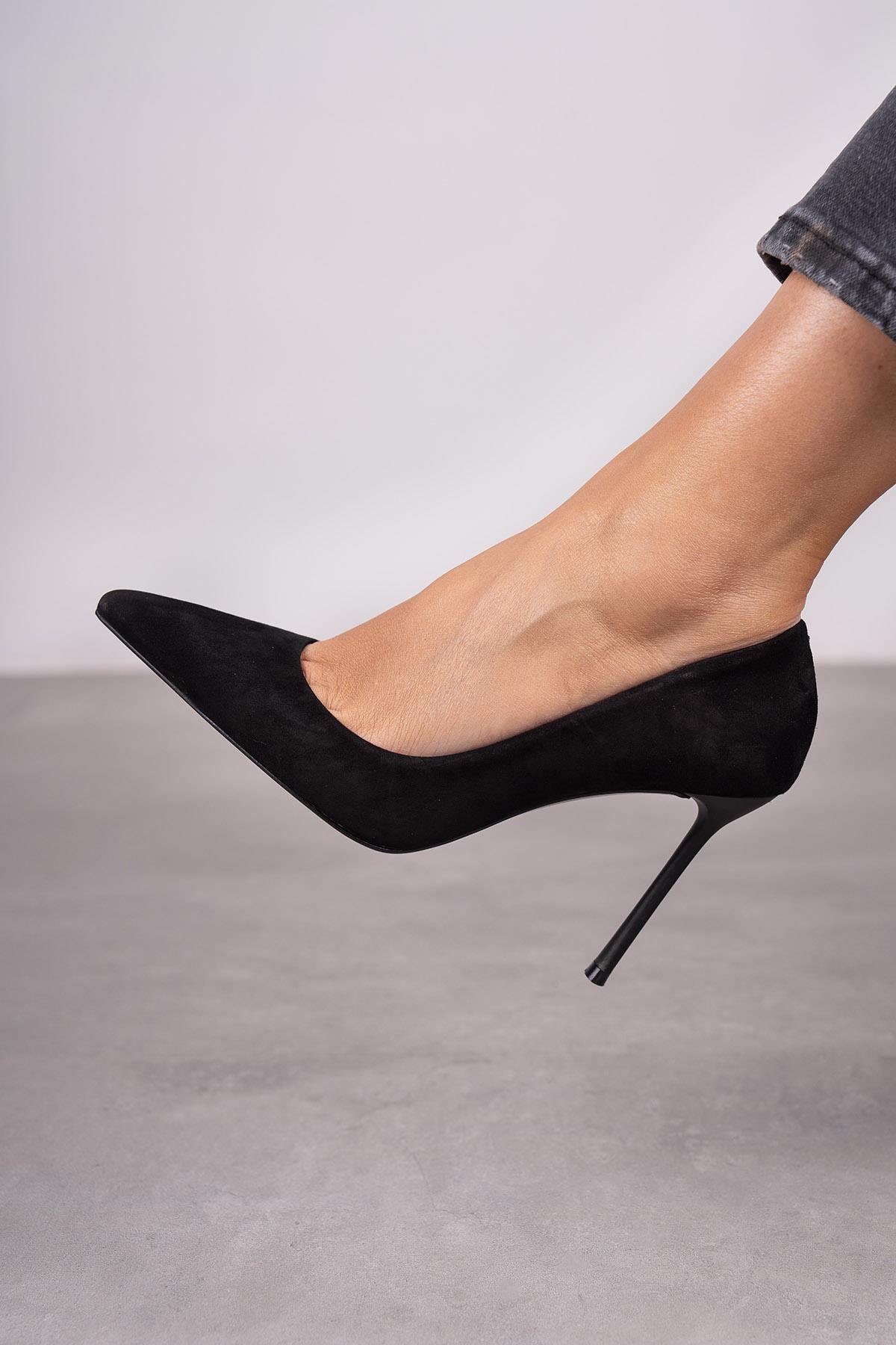 QUEEN SİYAH SÜET STİLETTO SİYAH SÜET