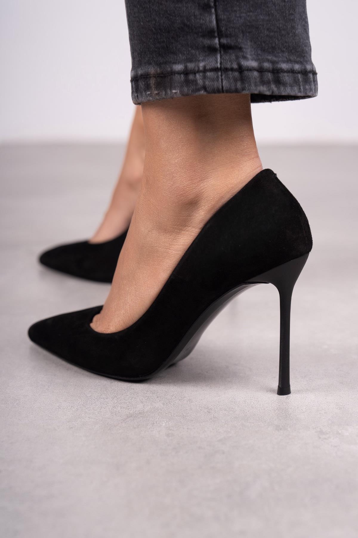 QUEEN SİYAH SÜET STİLETTO SİYAH SÜET