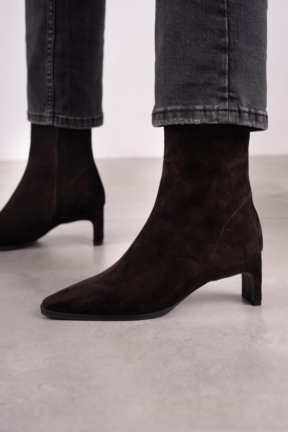 RENDA BOT KOYU KAHVE SÜET