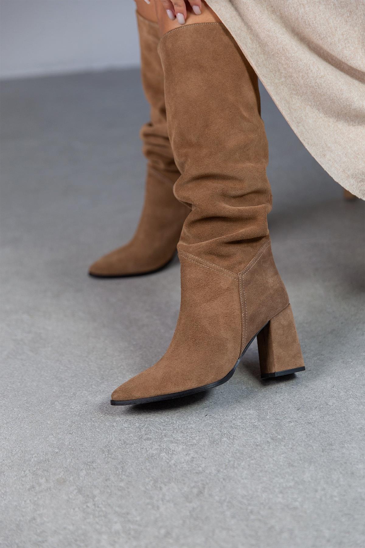 RUSH AÇIK KAHVE SÜET ÇİZME TÜTÜN