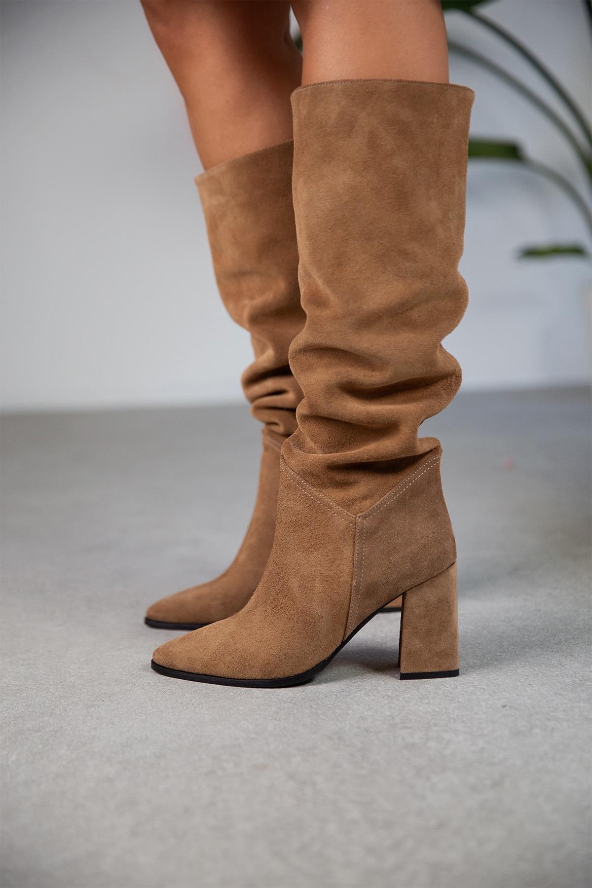 RUSH AÇIK KAHVE SÜET ÇİZME TÜTÜN