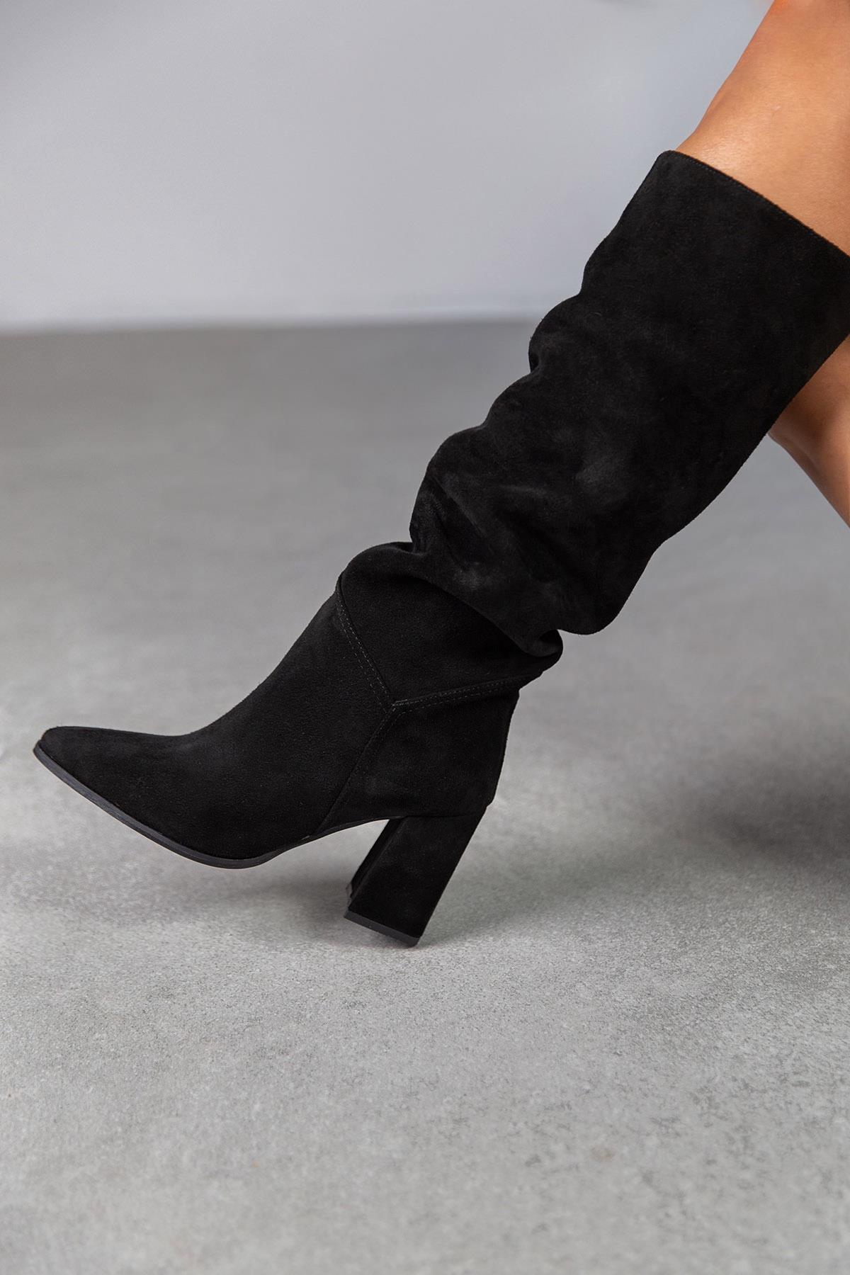 RUSH SİYAH SÜET ÇİZME SİYAH