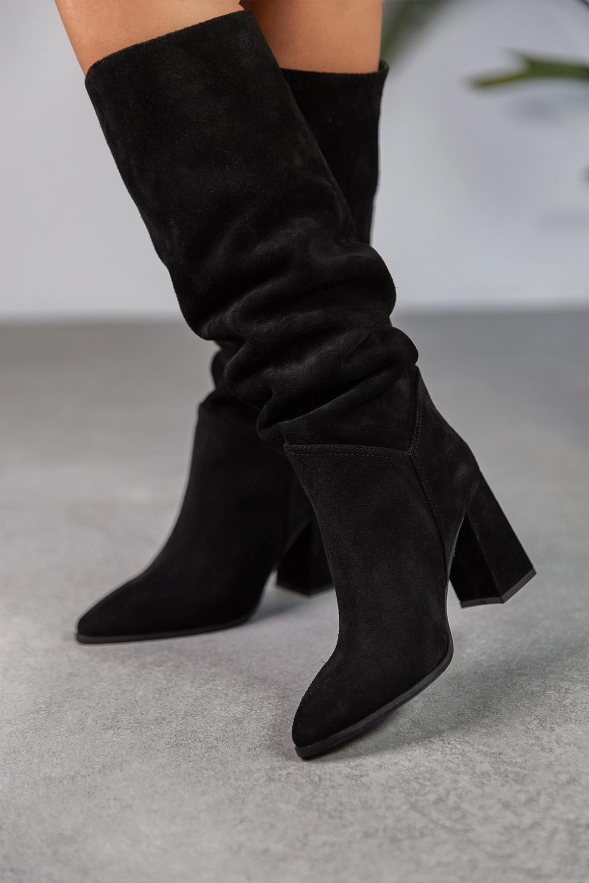 RUSH SİYAH SÜET ÇİZME SİYAH