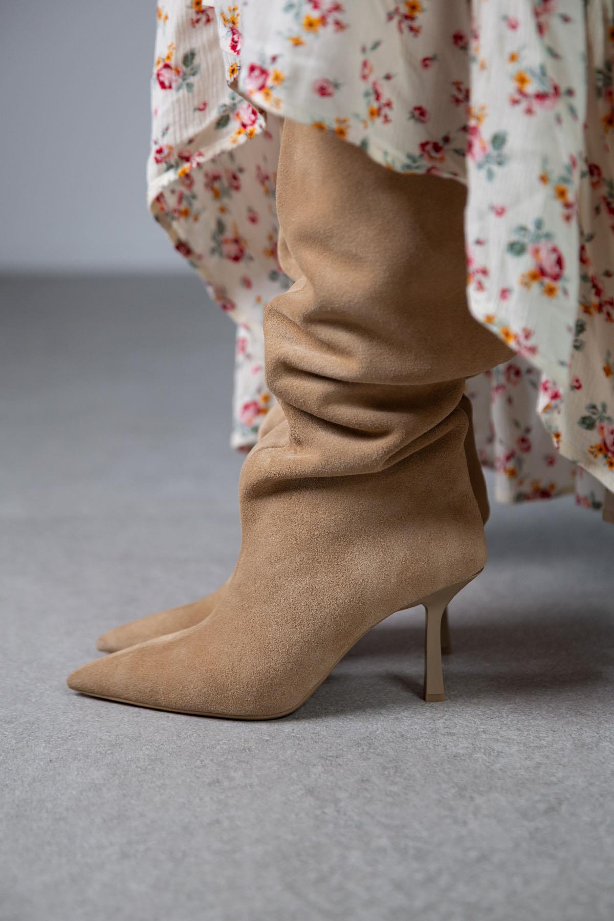 SONYA BEJ SÜET ÇİZME BEJ SÜET