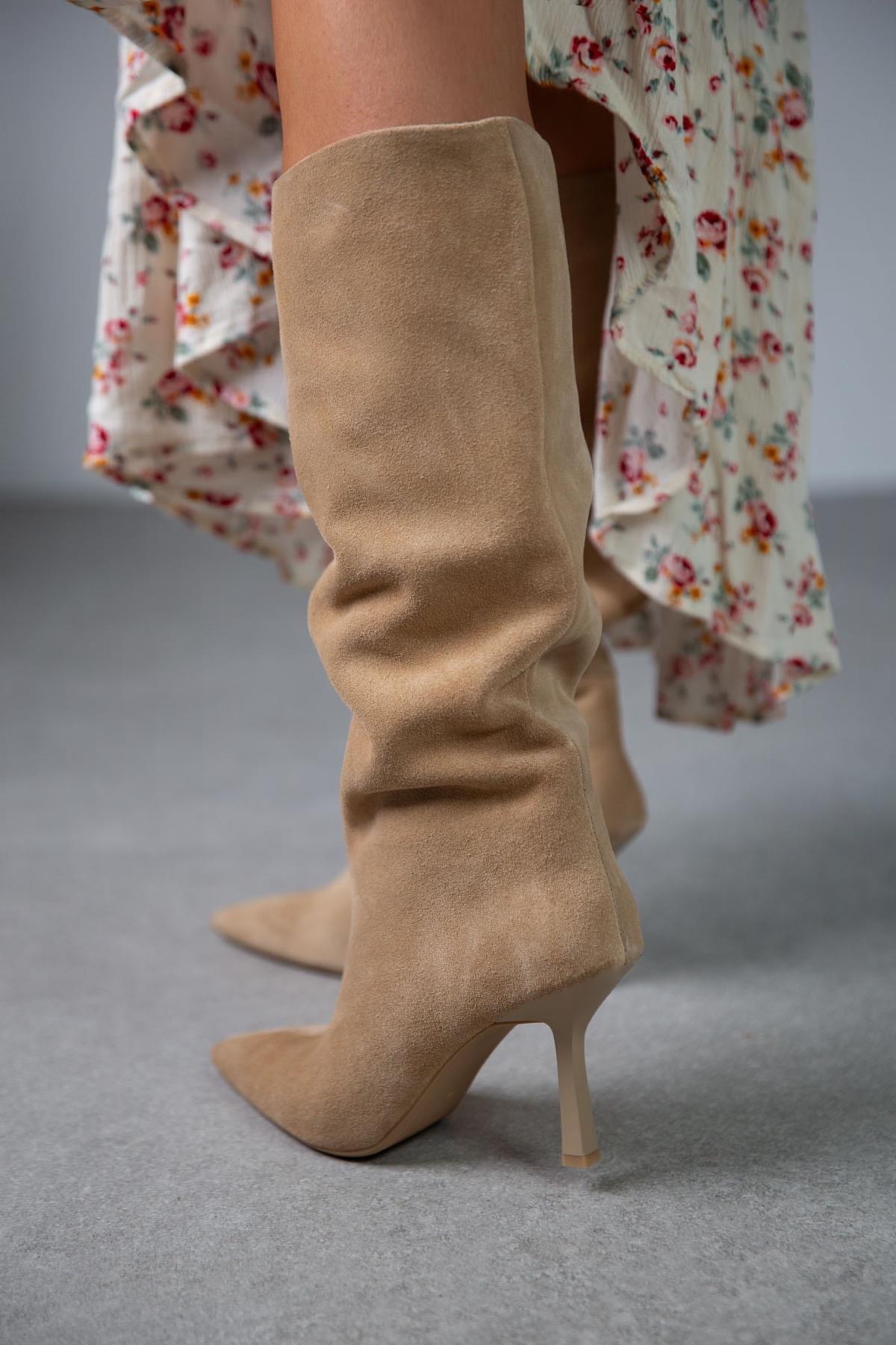 SONYA BEJ SÜET ÇİZME BEJ SÜET