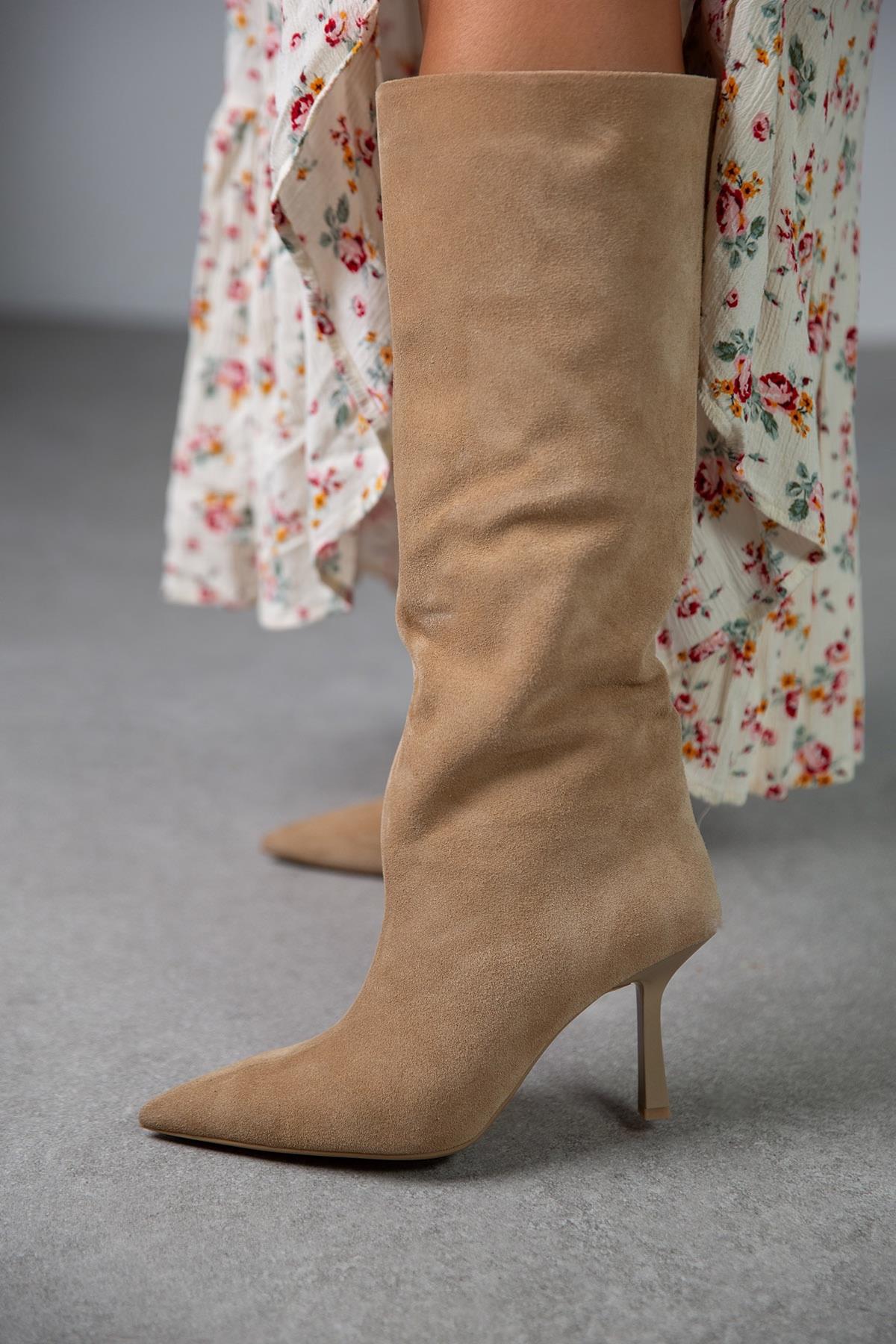 SONYA BEJ SÜET ÇİZME BEJ SÜET