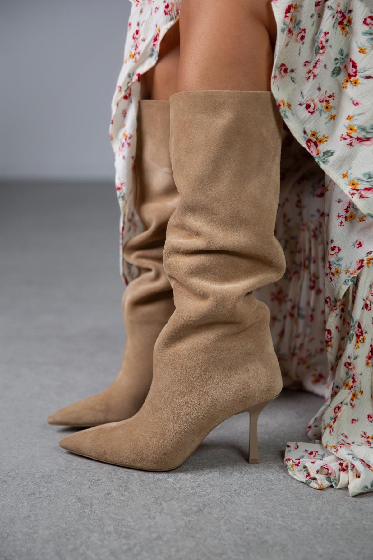 SONYA BEJ SÜET ÇİZME BEJ SÜET