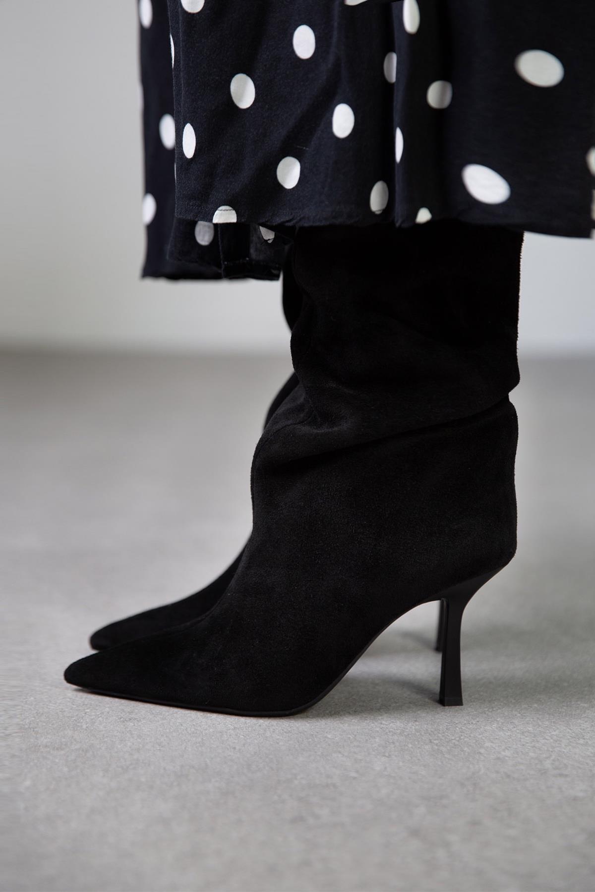 SONYA SİYAH SÜET ÇİZME SİYAH SÜET