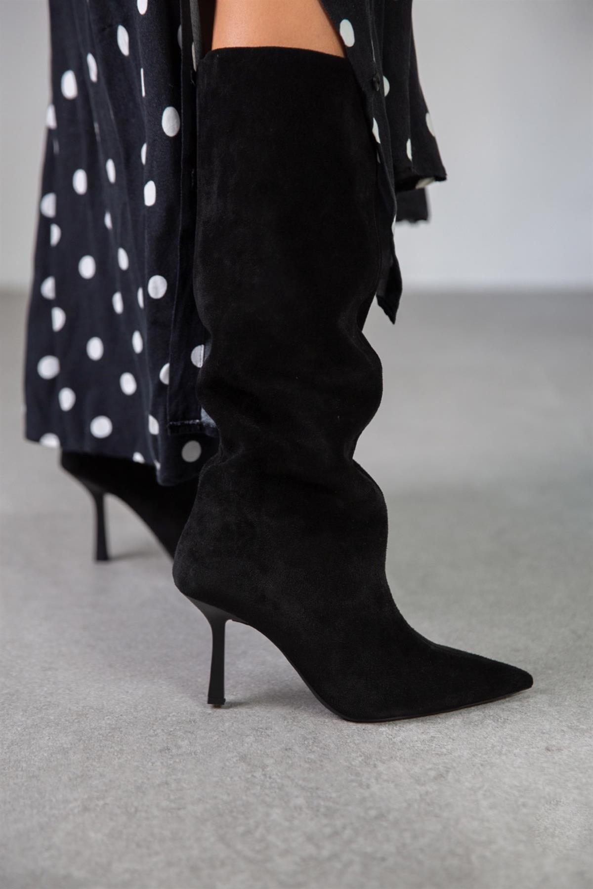 SONYA SİYAH SÜET ÇİZME SİYAH SÜET