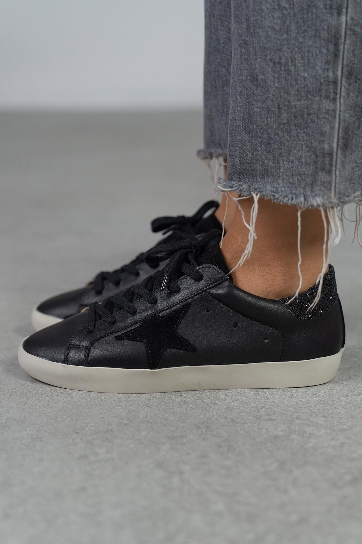 STAR SİYAH DERİ SNEAKER SİYAH DERİ