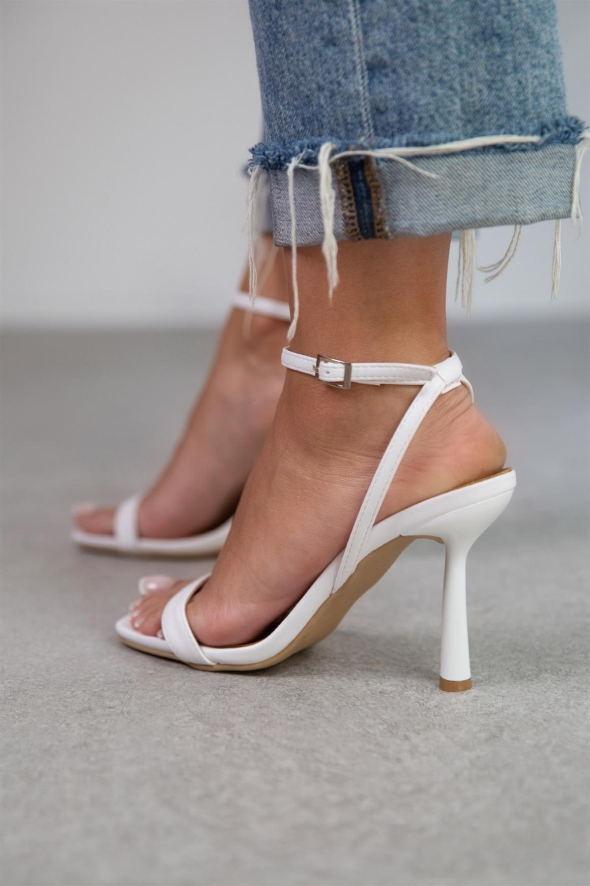 VANESSA BEYAZ DERİ SANDALET BEYAZ