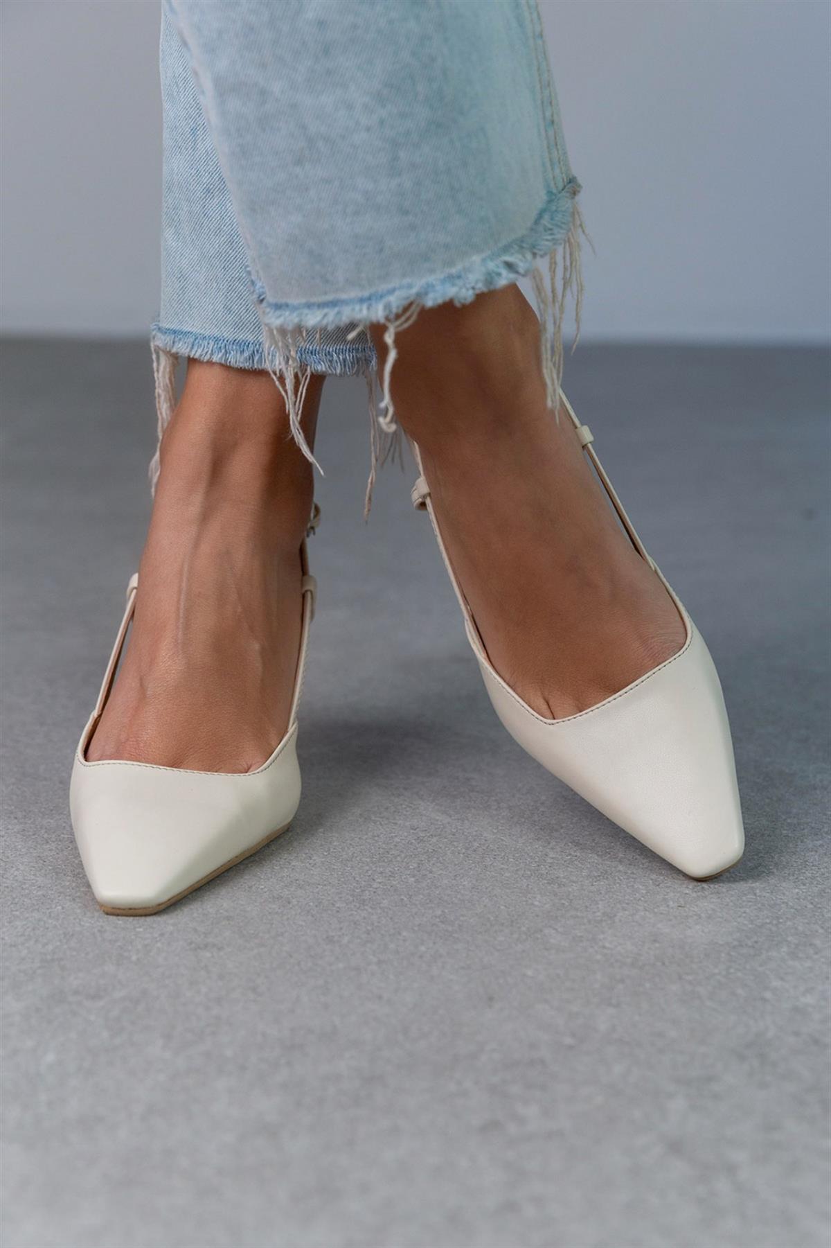 ZETA EKRU DERİ AYAKKABI EKRU