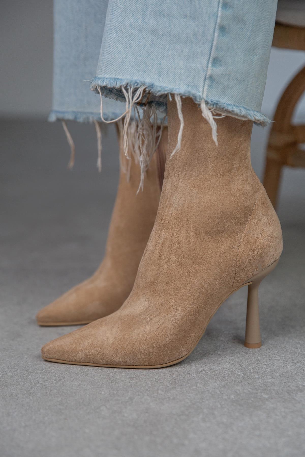 FALL STREÇ BEJ SÜET BOT BEJ