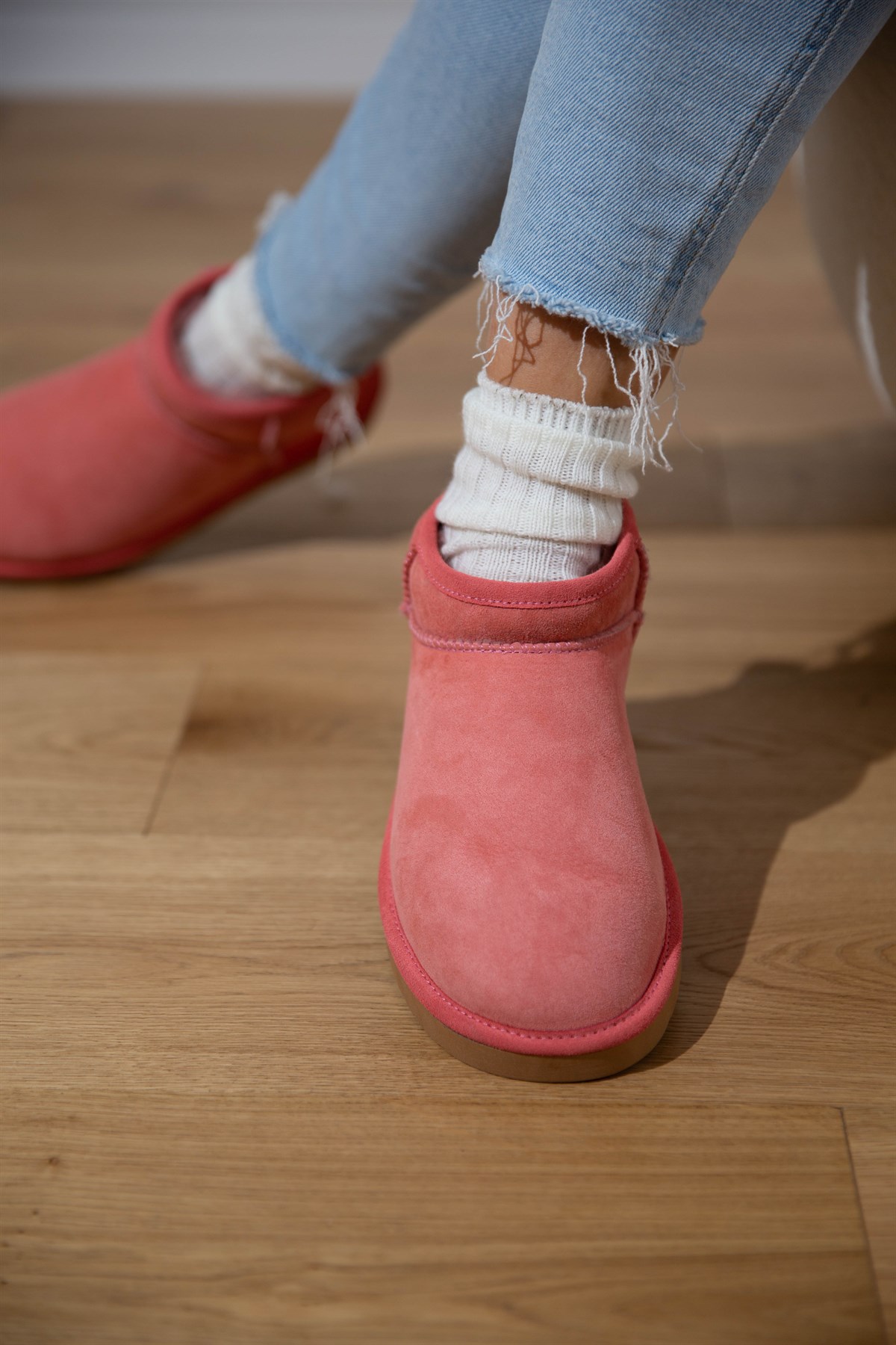 MOON PEMBE SÜET BOT PEMBE