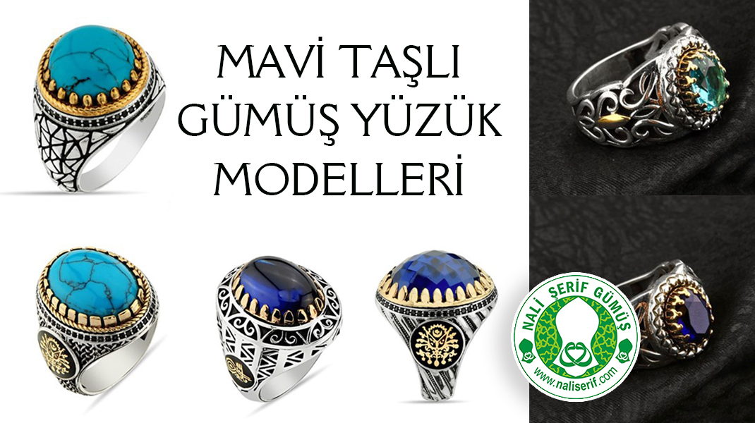 Mavi Taşlı Gümüş Yüzük Modelleri