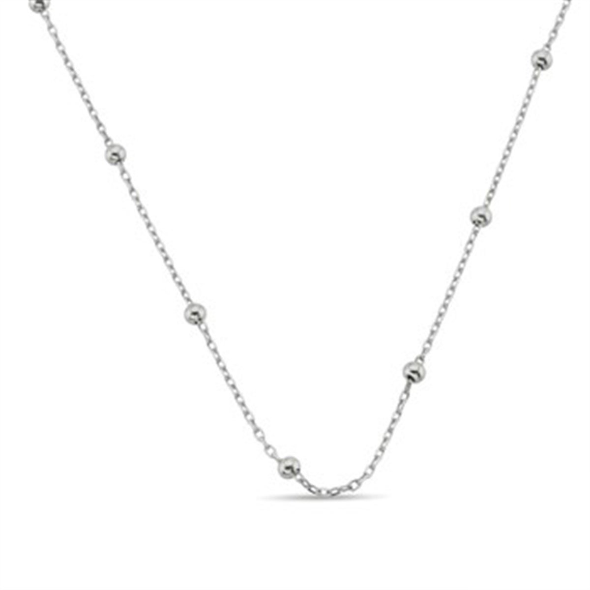 70 cm Beyaz Kaplamalı 925 Ayar Gümüş Toplu Bayan Zinciri