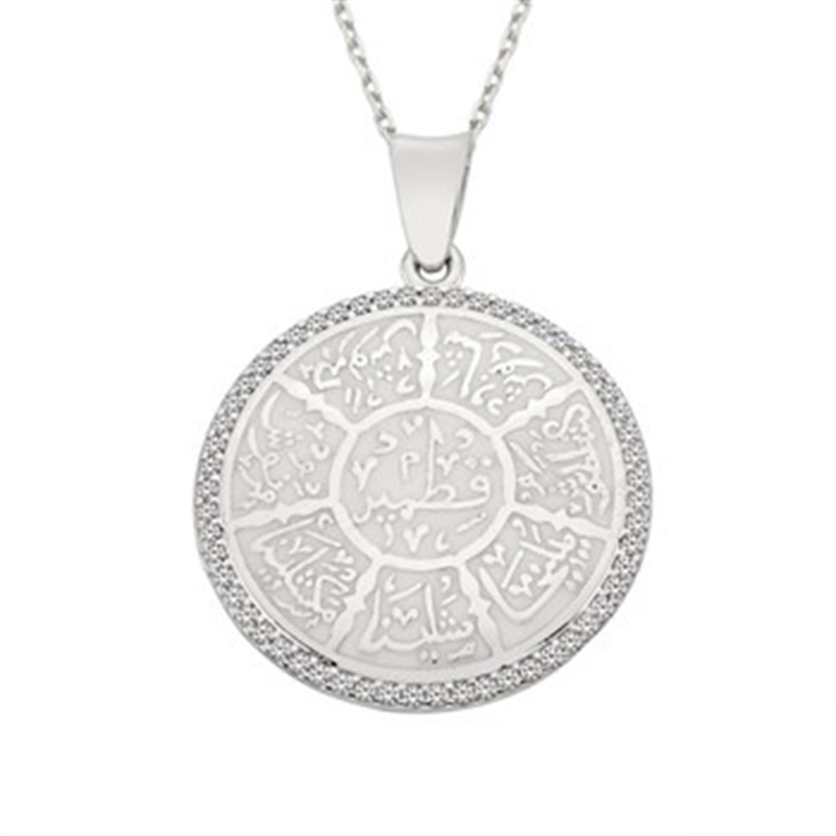 Ashab-ı Kehf Beyaz Zirkon Taşlı Gümüş Bayan Kolye Ucu