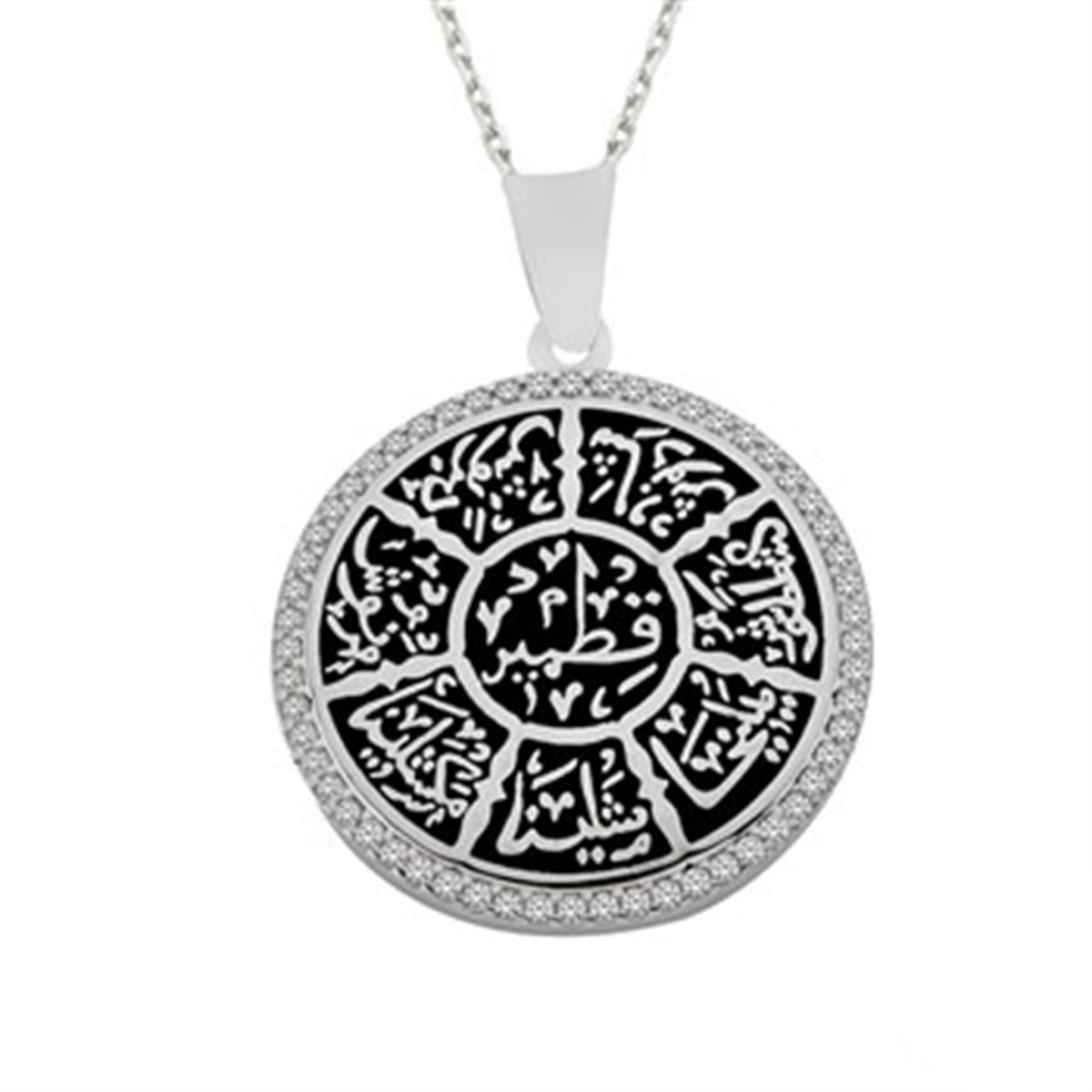 Ashab-ı Kehf Siyah Zirkon Taşlı Gümüş Bayan Kolye Ucu