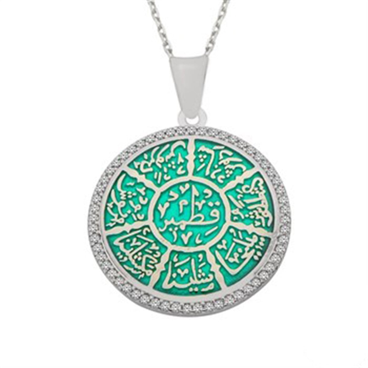 Ashab-ı Kehf Yeşil Zirkon Taşlı Gümüş Bayan Kolye Ucu