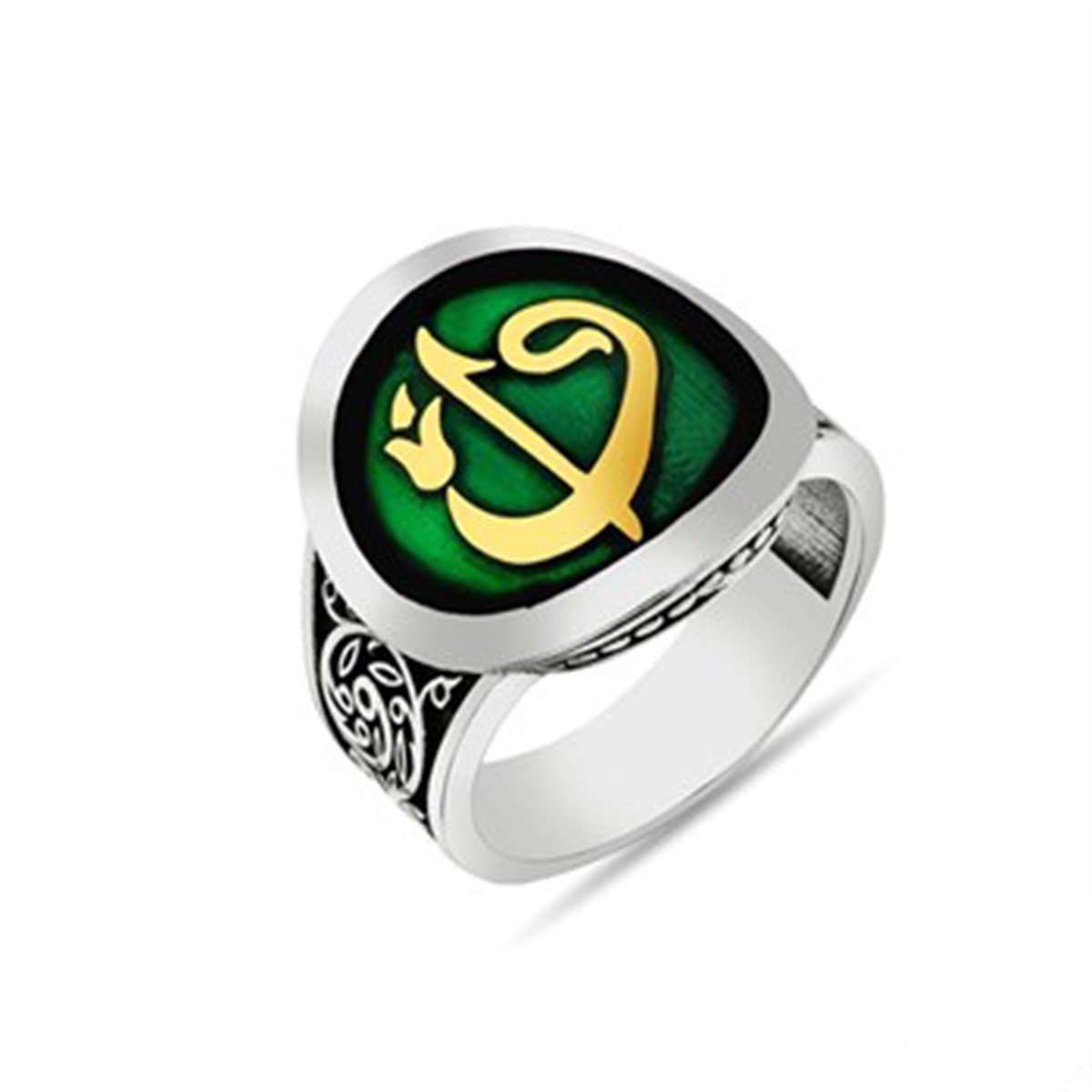 Elif Vav Yuvarlak 925 Ayar Gümüş Erkek Yüzük