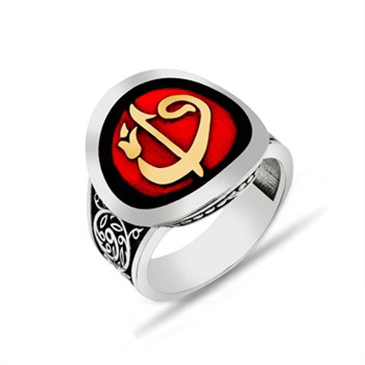 Elif Vav Yuvarlak 925 Ayar Gümüş Erkek Yüzük