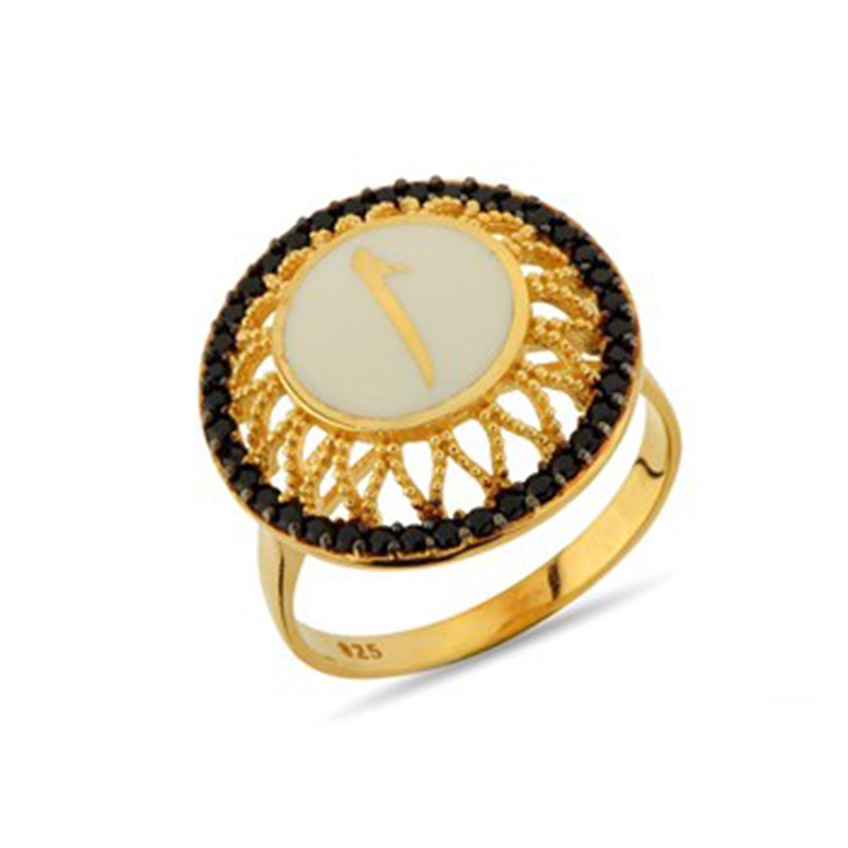 Elif Zirkon Taşlı Altın Kaplamalı 925 Ayar Gümüş Bayan Yüzük