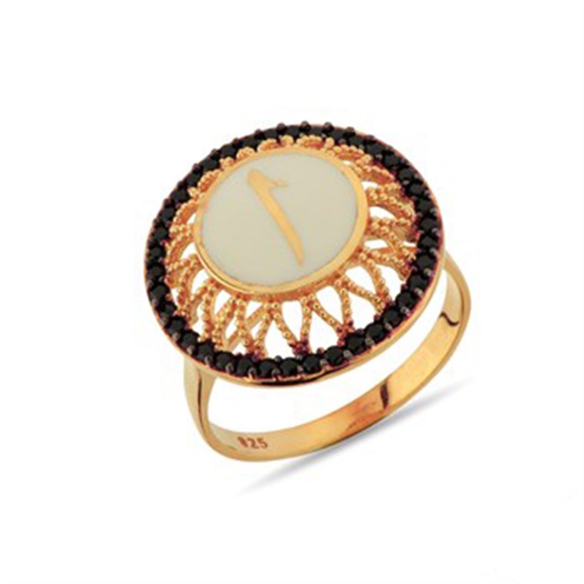 Elif Zirkon Taşlı Roz Kaplamalı 925 Ayar Gümüş Bayan Yüzük