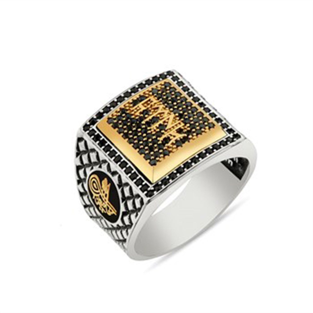 Göktürkçe Türk Onxy Taşlı 925 Ayar Gümüş Erkek Yüzük