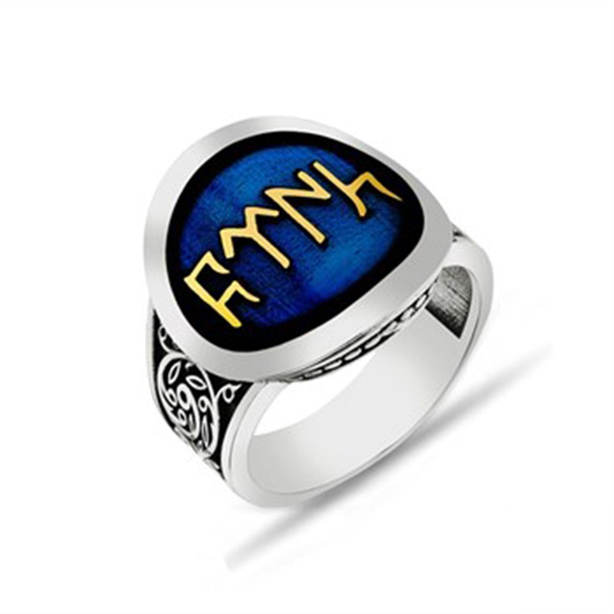 Göktürkçe Türk yazılı Yuvarlak 925 Ayar Gümüş Erkek Yüzük