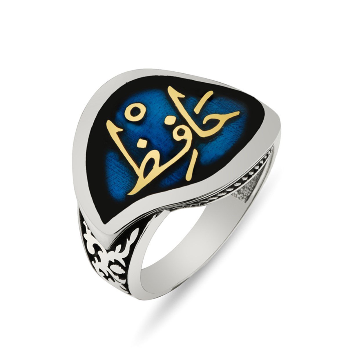 Hafız Yazılı Yaprak Görünümlü 925 Ayar Gümüş Bayan Yüzük