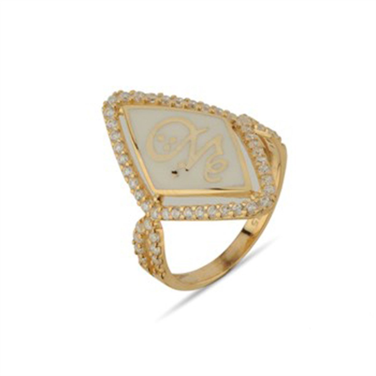 Hiç Yazılı Zirkon Taşlı Altın Kaplama Gümüş Bayan Yüzük