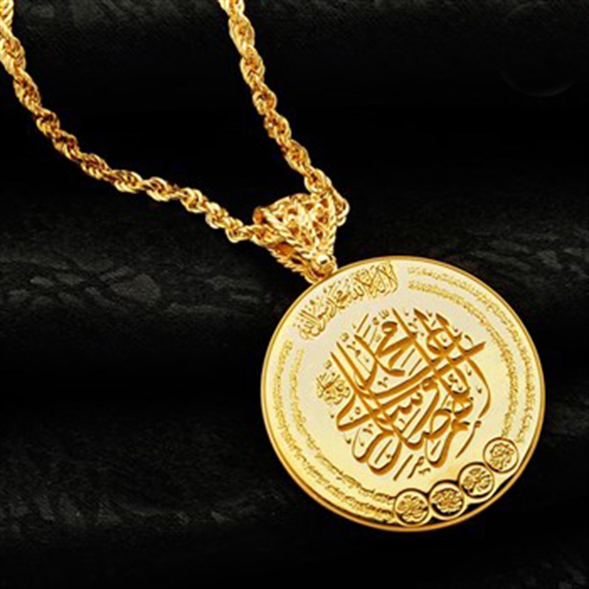 Hilye i Şerif Altın Kaplamalı Özel Hat Tasarımlı 925 Ayar Gümüş Bayan Kolyesi