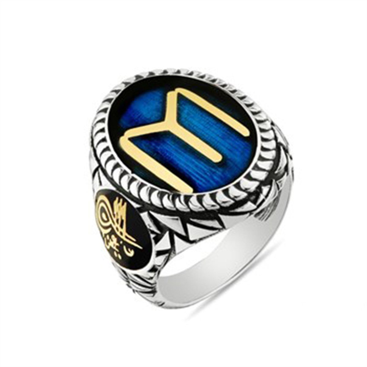 IYI Diriliş Oval Kayı Boyu Sancağı 925 Ayar Gümüş Erkek Yüzük