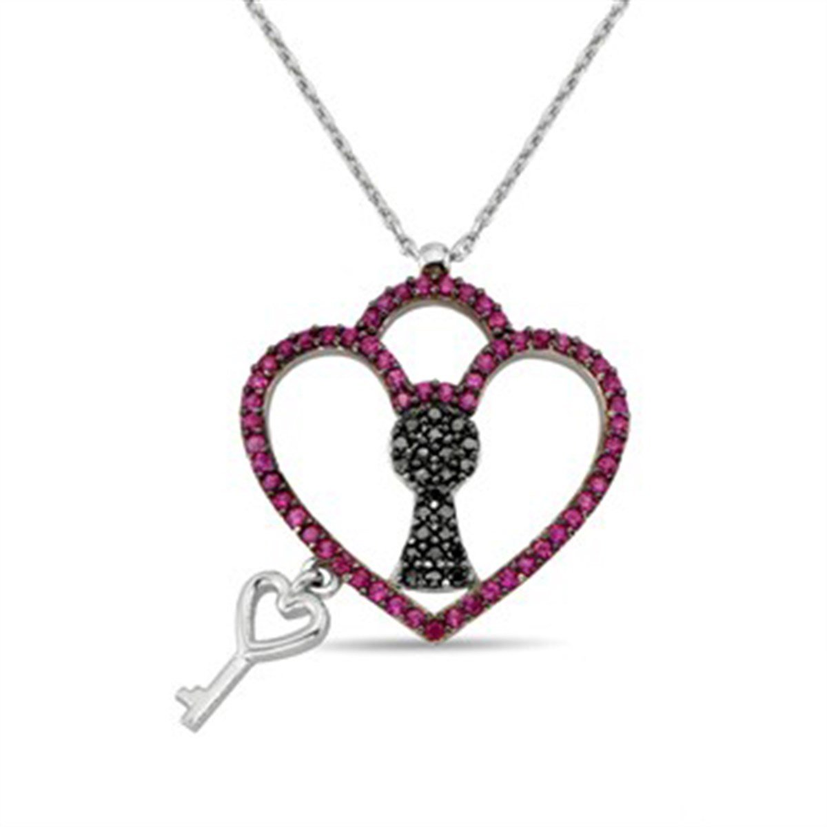 Kalp Anahtarı 925 Ayar Gümüş Bayan Kolyesi