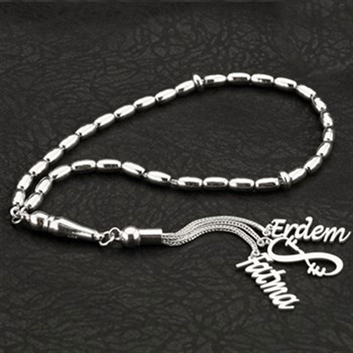 Kişiye Özel İsimli 925 Ayar Gümüş Erkek Tesbihi