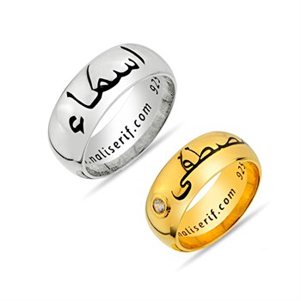 Kişiye Özel İsimli Bay Bayan Çift Kombin 925 Ayar Gümüş Alyans