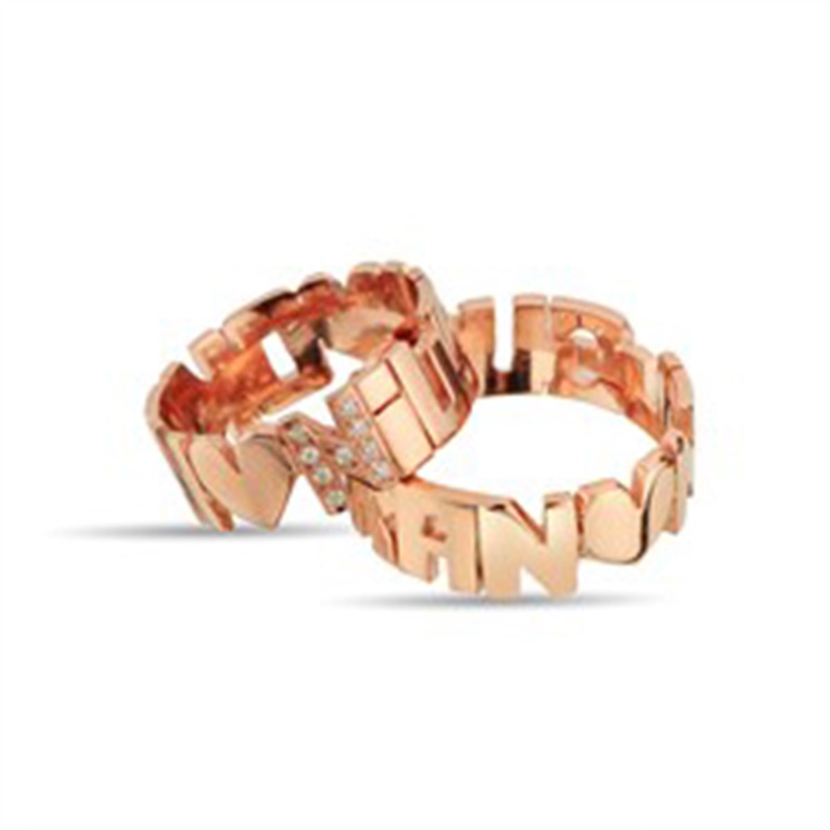 Kişiye Özel İsimli Roz Kaplama Gümüş Bay Bayan Alyans