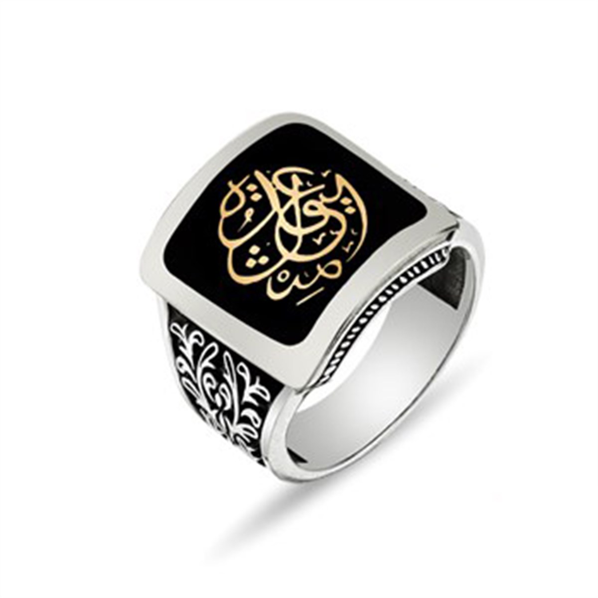 Kördüğüm Gibi Yazılı Kare 925 Ayar Gümüş Erkek Yüzük