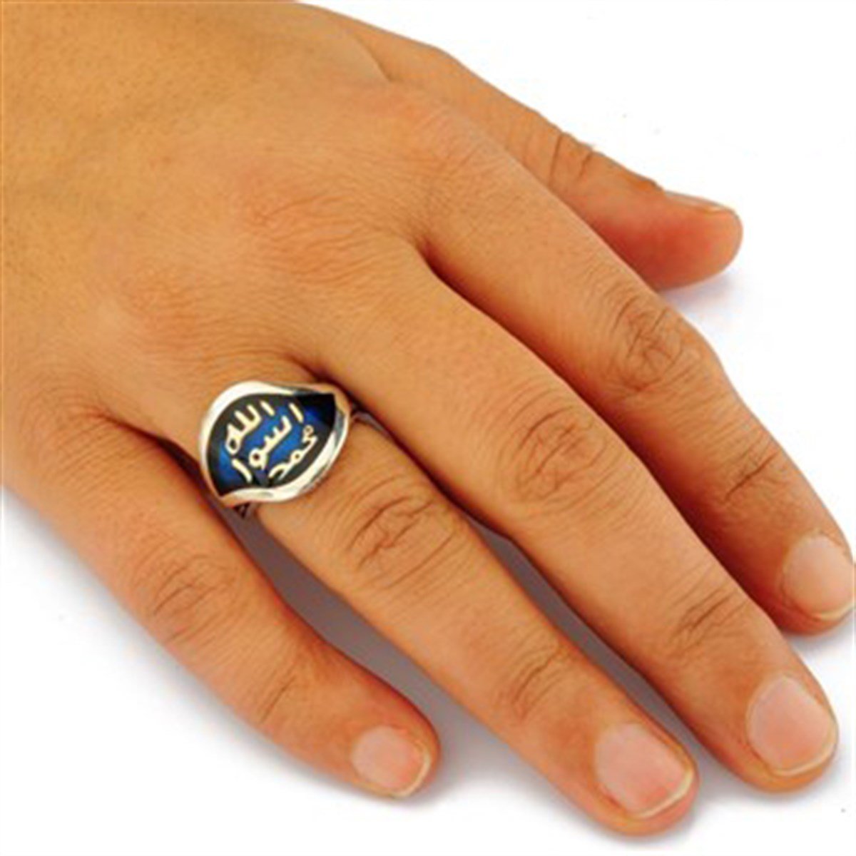 Mührü Şerif Mavi 925 Ayar Gümüş Bayan Yüzük