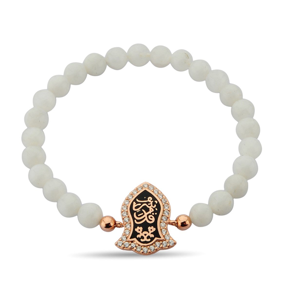 Nali Şerif Roz Kaplama Doğal Ay Taşlı 925 Ayar Gümüş Bayan Bileklik