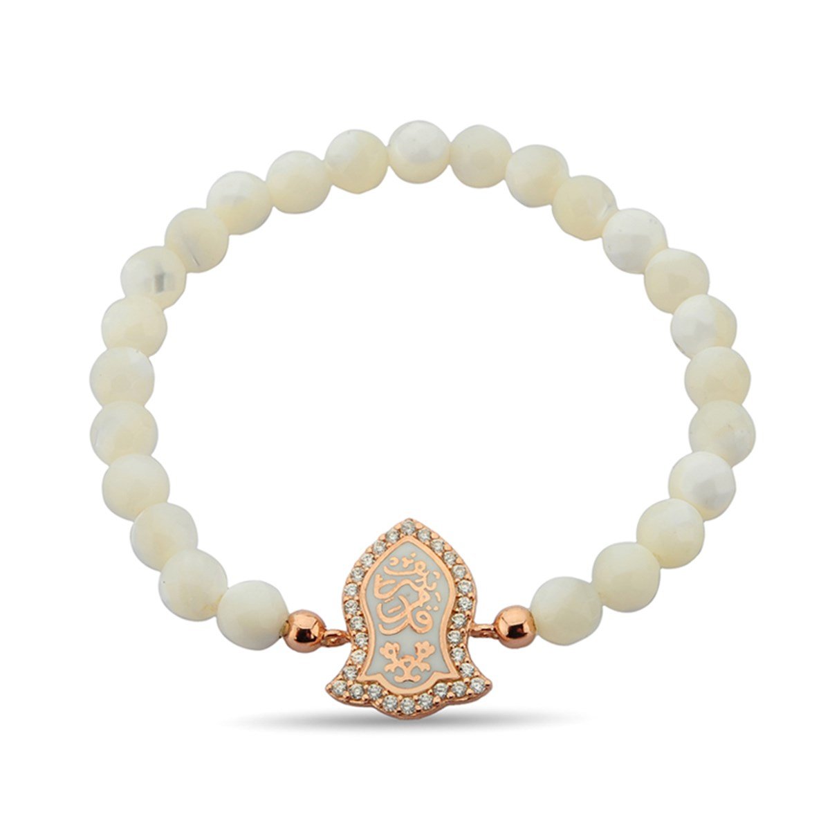 Nali Şerif Roz Kaplama Doğal Sedef Taşlı 925 Ayar Gümüş Bayan Bileklik