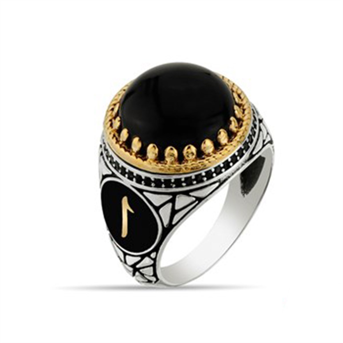 Oniks Siyah Akik Taşlı 925 Ayar Gümüş Erkek Yüzük