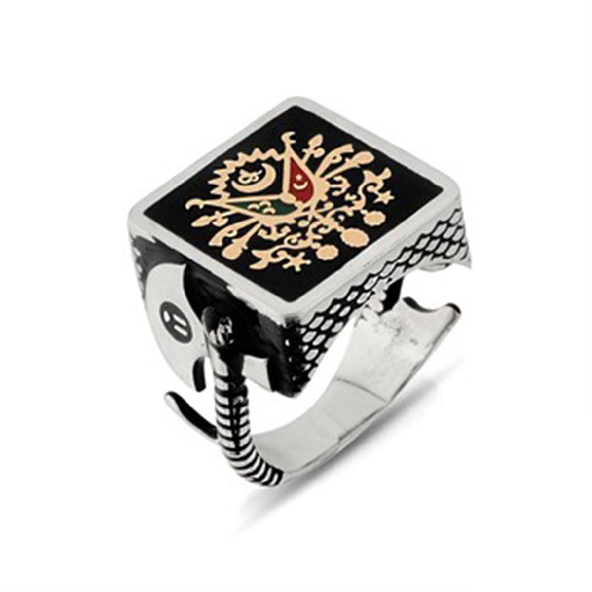 Osmanlı Devlet Armalı Baltalı 925 Ayar Gümüş Erkek Yüzüğü