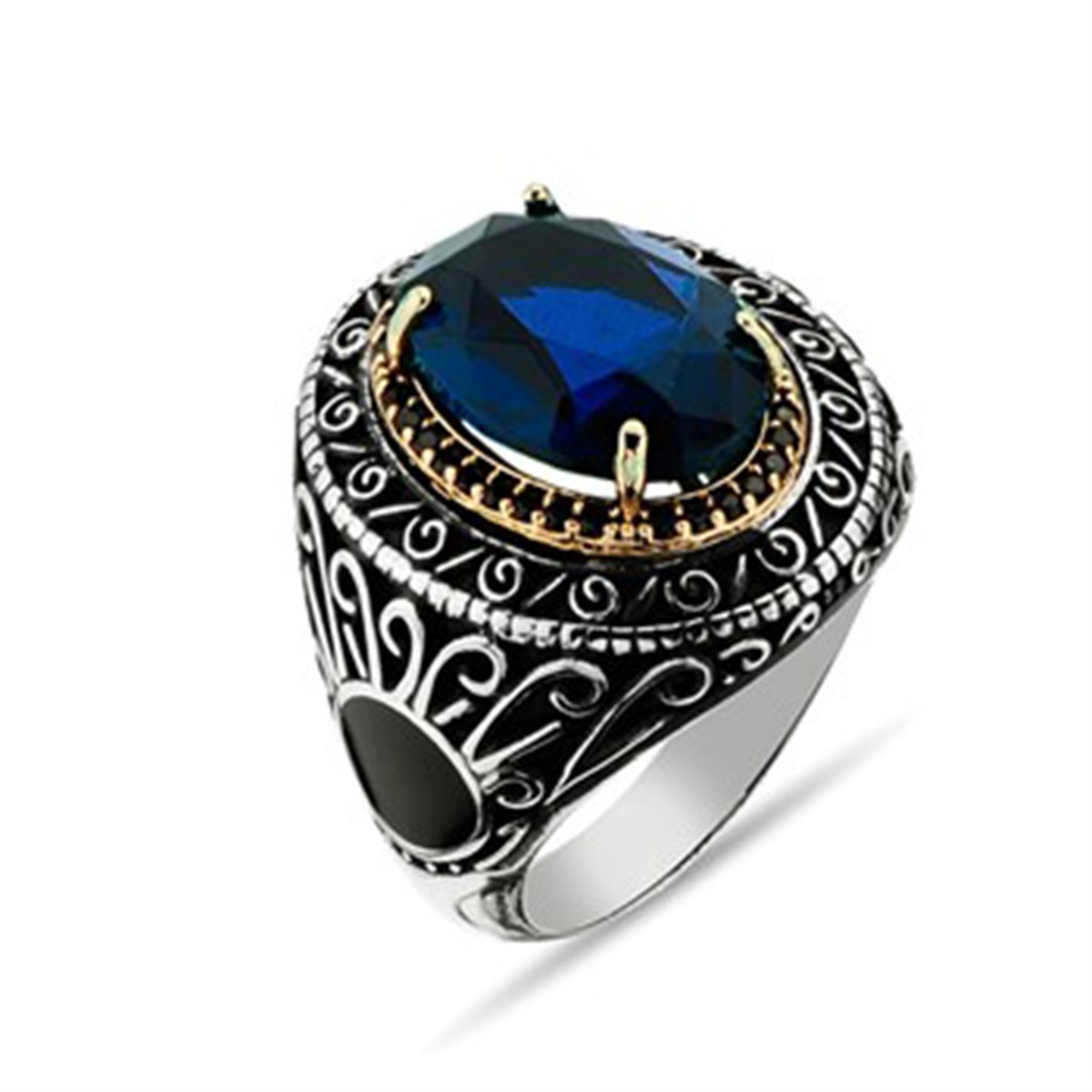 Safir Kritsal Taşlı 925 Ayar Gümüş Bayan Yüzüğü