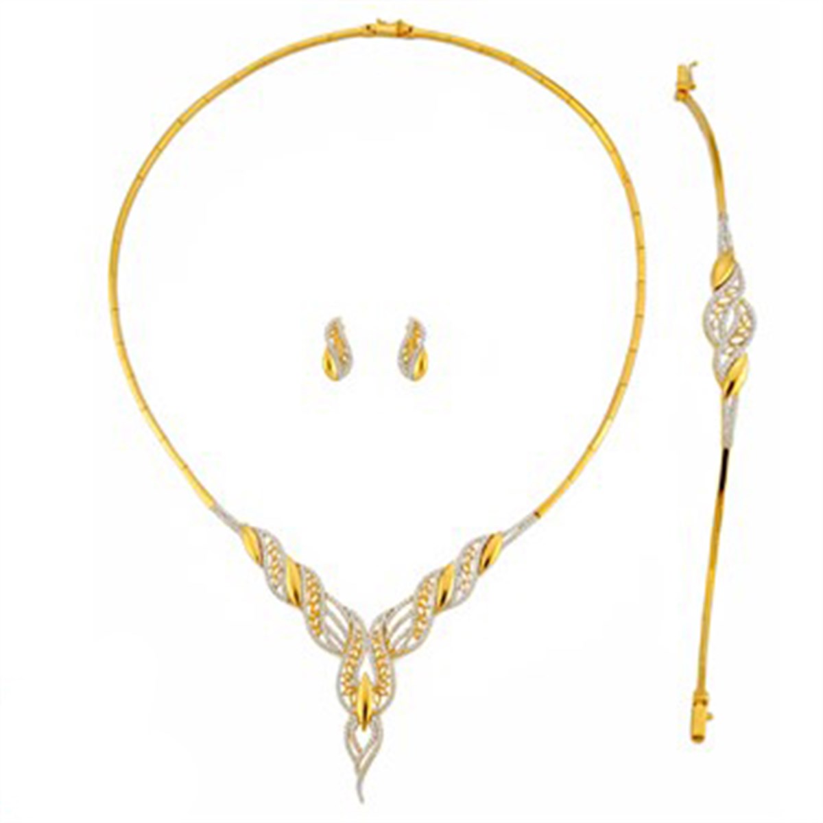 Su Yolu Gerdanlık Altın Kaplama Gümüş Bayan Takı Seti
