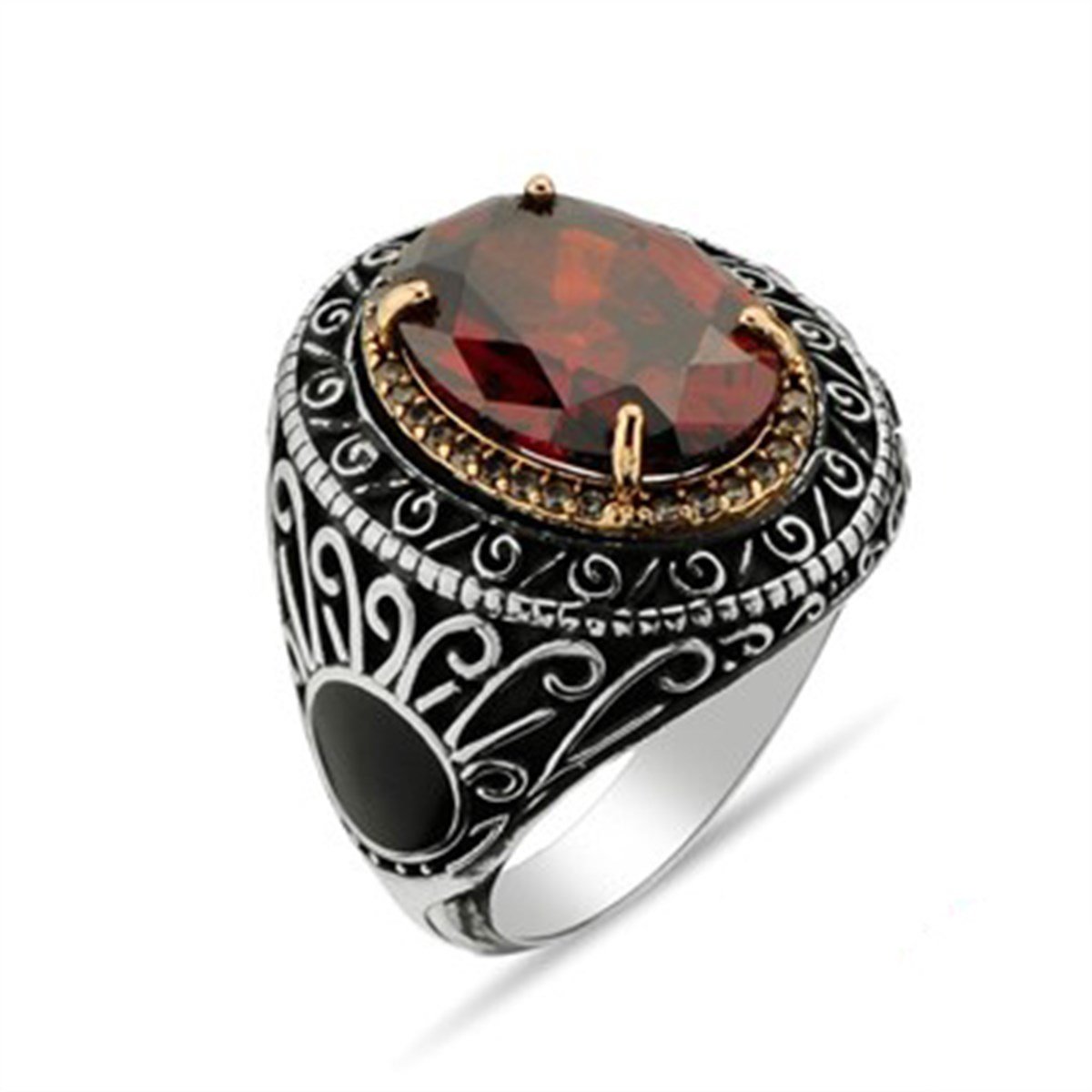 Yakut Taşlı 925 Ayar Gümüş Bayan Yüzüğü