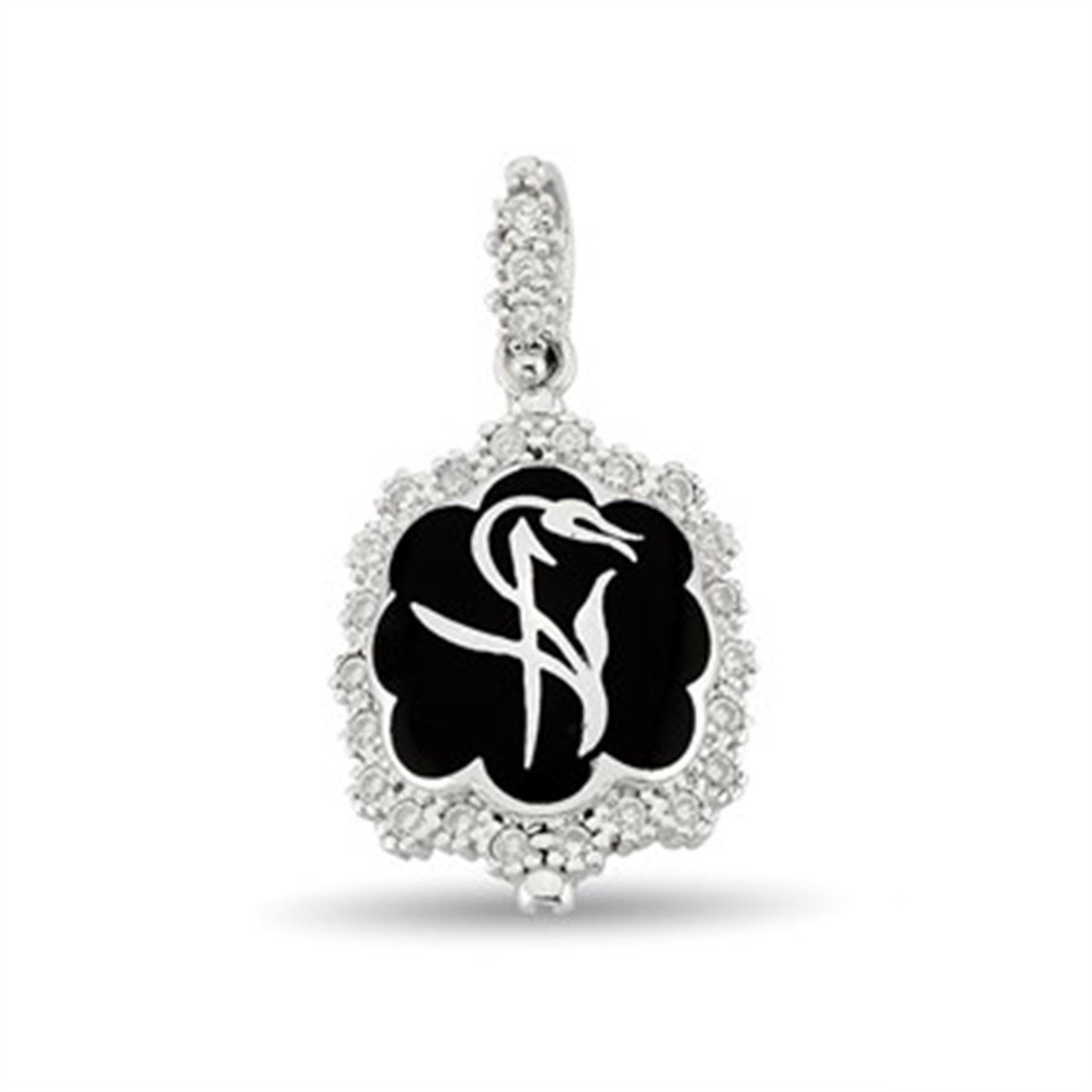 Zirkon taşlı 925 Ayar Gümüş Elif Bayan Kolye Ucu